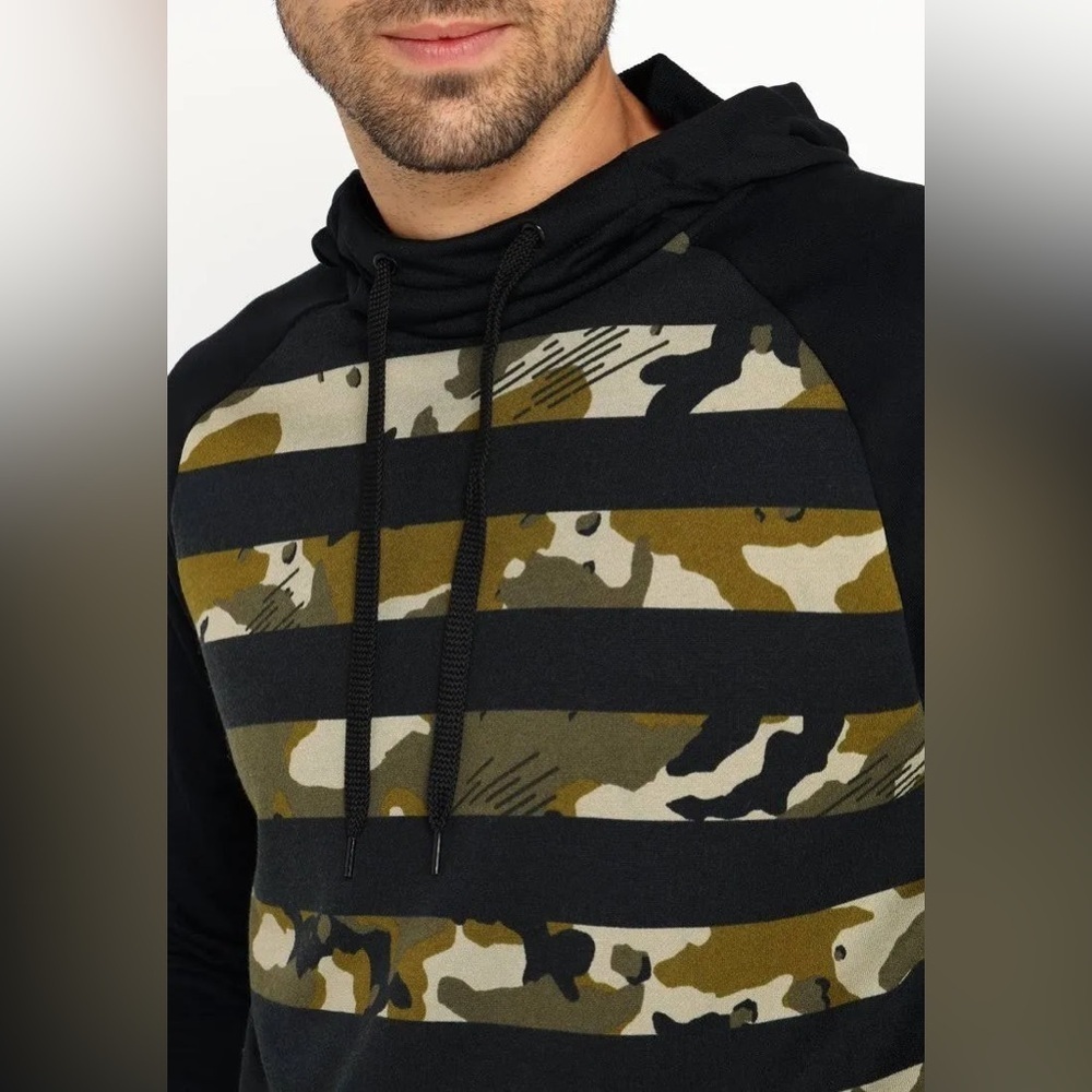 Nike Dri-Fit Camo Stripe Hoodie Mens Size Small Black Green Training Pullover - Picture 2 of 16